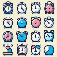 collezione di semplice 16 icone orologio carino vettore
