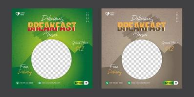 colazione ristorante social media post banner template vector