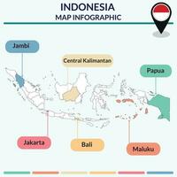 Infografica di Indonesia carta geografica. Infografica carta geografica vettore