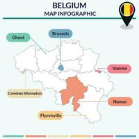 Infografica di Belgio carta geografica. Infografica carta geografica vettore