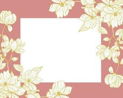 mano disegnato oro magnolia fiore confine vettore