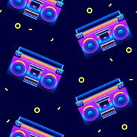 Retro modello senza cuciture Boombox vettore