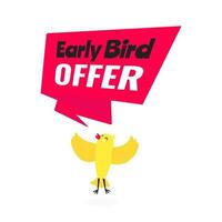 Early bird offerta speciale sconto vendita evento banner piatto stile design illustrazione vettoriale. vettore