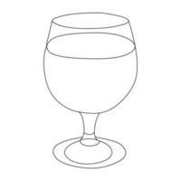 continuo singolo linea arte disegno di vino bicchiere schema bevanda elemento vettore illustrazione