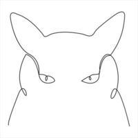 continuo singolo linea disegno di un' carino gatto animale domestico animale vettore arte disegno