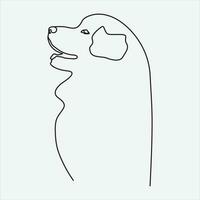 uno linea mano disegnato cane schema vettore illustrazione