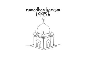 uno continuo linea disegno di accogliente Ramadan concetto. scarabocchio vettore illustrazione nel semplice lineare stile.
