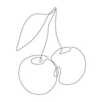 continuo uno singolo linea disegno di ciliegia frutta icona vettore illustrazione concetto