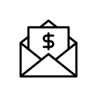Busta con unito stati dollaro simbolo Dollaro statunitense, stipendio, fattura posta, compensazione e-mail icona nel linea stile design isolato su bianca sfondo. modificabile ictus. vettore