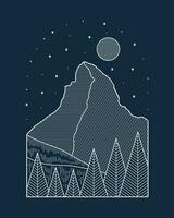 Zermatt Cervino montagna Svizzera nel mono linea vettore design