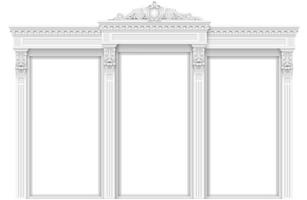 telaio della facciata della porta architettonica bianca classica vettore