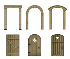 set di trame di porte in legno vintage vettore