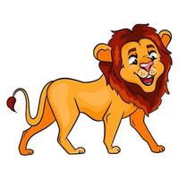 leone divertente personaggio animale in stile cartone animato. illustrazione per bambini. vettore