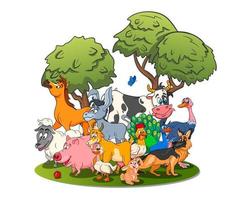 personaggi di animali da fattoria grande set di animali rurali dei cartoni animati vettore