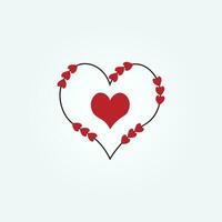 San Valentino con amore e cuore logo vettore illustrazione design