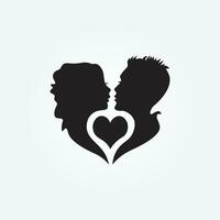 minimo coppia arte uomo e donna facce vettore logo. coppia Stampa, bacio Stampa, san valentino giorno illustrazione