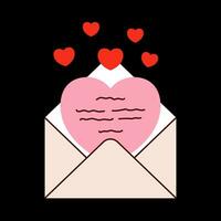 amore San Valentino lettera Busta san valentino giorno minimo amore lettera vettore illustrazione.