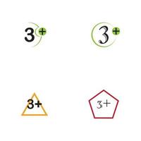3 più icona simbolo illustrazione vettoriale modello di progettazione