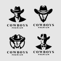 cowboy testa davanti viso logo icona design vettore