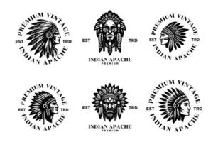 indiano apache tribù logo icona design vettore