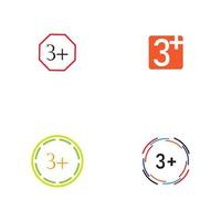 3 più icona simbolo illustrazione vettoriale modello di progettazione