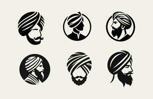 turbante maschio testa logo icona design illustrazione vettore