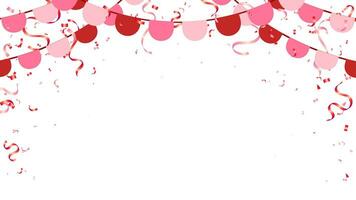 triangolo gagliardetti catena e coriandoli per San Valentino festa colore concetto. compleanno, celebrazione, carnevale, anniversario e decorazione vettore