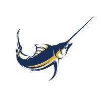 Marlin pesca torneo logo modello vettore. Marlin pesce salto illustrazione logo design vettore