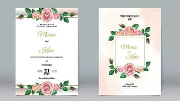 lusso nozze invito bellissimo rosa fiori e linea ornamento su acquerello sfondo vettore