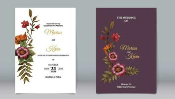 lusso nozze invito bellissimo fiori e le foglie Vintage ▾ botanico giardino acquerello stile con Marrone marrone sfondo vettore