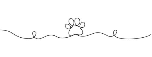 disegno il zampa di un' cane o gatto con un' continuo linea. orma design. uno linea arte zampa Stampa. vettore illustrazione