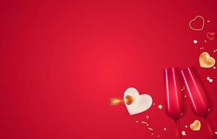 disegno realistico del fondo della carta di regalo di festa di San Valentino. modello per pubblicità, web, social media e annunci di moda. poster, volantino, biglietto di auguri, intestazione per l'illustrazione vettoriale del sito Web eps10