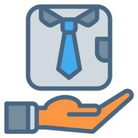cravatta icona e mano icona schema nero stile. attività commerciale e finanza icone vettore