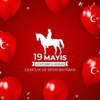 19 maggio commemorazione di ataturk, giornata della gioventù e dello sport vettore