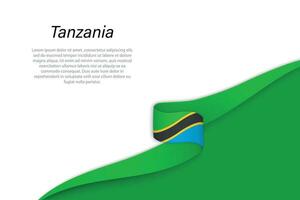 onda bandiera di Tanzania con copyspace sfondo vettore