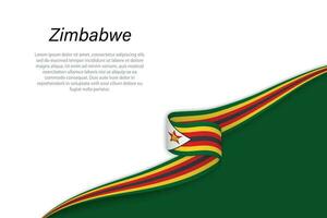 onda bandiera di Zimbabwe con copyspace sfondo vettore