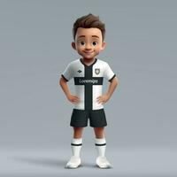 3d cartone animato carino giovane calcio giocatore nel calcio uniforme vettore