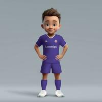 3d cartone animato carino giovane calcio giocatore nel calcio uniforme vettore