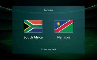 Sud Africa vs namibia. calcio tabellone segnapunti trasmissione grafico vettore