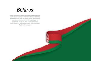 onda bandiera di bielorussia con copyspace sfondo vettore