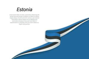 onda bandiera di Estonia con copyspace sfondo vettore