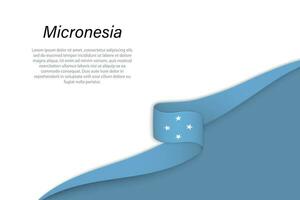 onda bandiera di micronesia con copyspace sfondo vettore