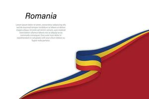 onda bandiera di Romania con copyspace sfondo vettore