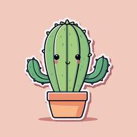 carino kawaii cactus cartone animato illustrazione vettore