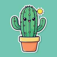 carino kawaii cactus cartone animato illustrazione vettore