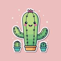 carino kawaii cactus cartone animato illustrazione vettore