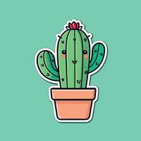 carino kawaii cactus cartone animato illustrazione vettore