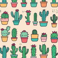 carino kawaii cactus cartone animato illustrazione vettore