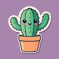 carino kawaii cactus cartone animato illustrazione vettore