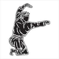 silhouette pencak silat combattente vettore